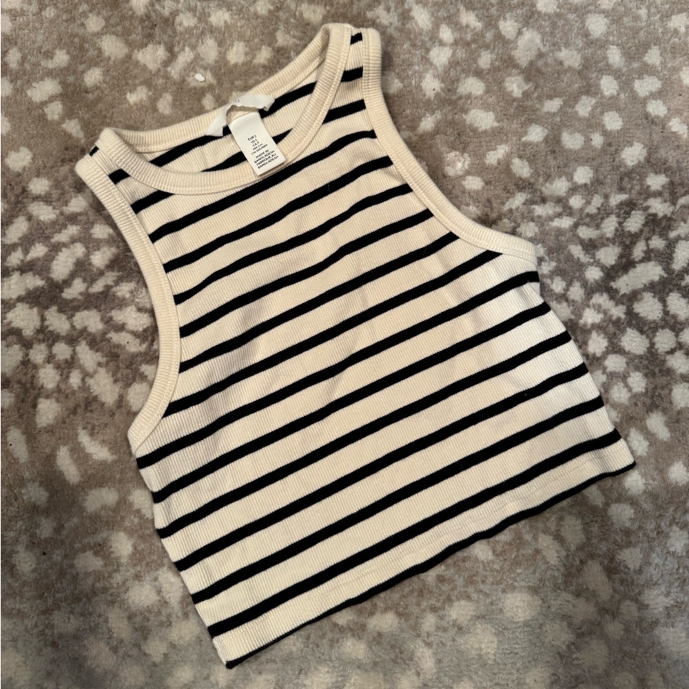 H&M Black and White Striped Crop Tank Top - Picture 8 of 9
